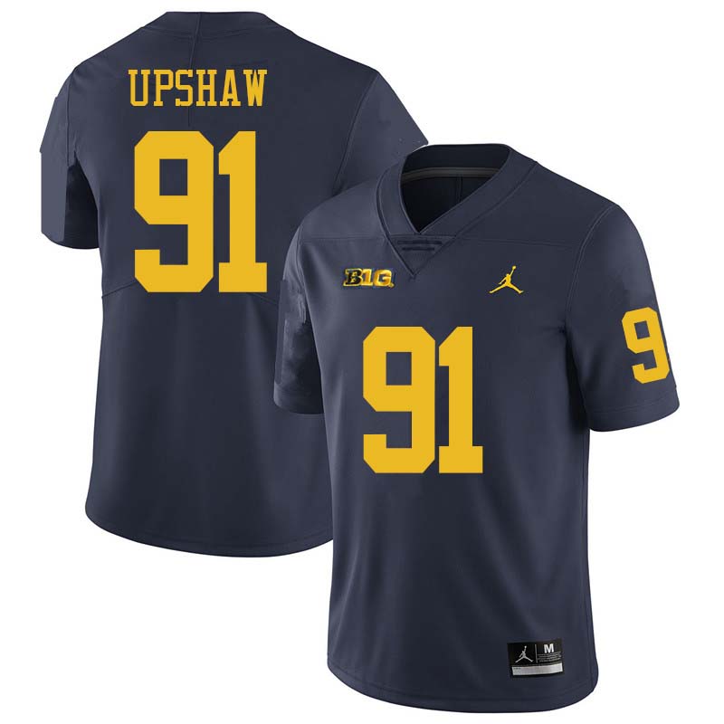 Jordan Brand Men #91 Taylor Upshaw Michigan Wolverines College Football Jerseys Sale-Navy